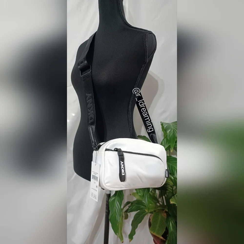 NWT DKNY Camera White and Black Crossbody Bag